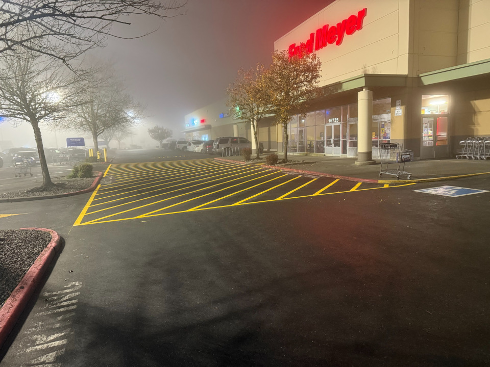 Commercial parking lot striping and stalls